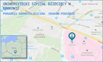 PORADNIA DERMATOLOGICZNA - UNIWERSYTECKI SZPITAL DZIECIĘCY W KRAKOWIE - UL. WIELICKA 265,  KRAKÓW-PODGÓRZE
