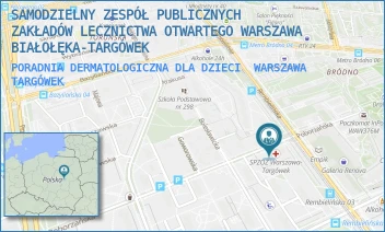 PORADNIA DERMATOLOGICZNA DLA DZIECI - SAMODZIELNY ZESPÓŁ PUBLICZNYCH ZAKŁADÓW LECZNICTWA OTWARTEGO WARSZAWA BIAŁOŁĘKA-TARGÓWEK - POBORZAŃSKA 6,  WARSZAWA TARGÓWEK