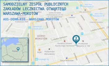 AOS-DERM-KIE - SAMODZIELNY ZESPÓŁ PUBLICZNYCH ZAKŁADÓW LECZNICTWA OTWARTEGO WARSZAWA-MOKOTÓW - KIELECKA 27,  WARSZAWA MOKOTÓW