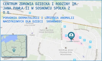 PORADNIA DERMATOLOGII I LECZENIA ANOMALII NACZYNIOWYCH DLA DZIECI - CENTRUM ZDROWIA DZIECKA I RODZINY IM. JANA PAWŁA II W SOSNOWCU SPÓŁKA Z O.O. - UL. G.ZAPOLSKIEJ 3,  SOSNOWIEC